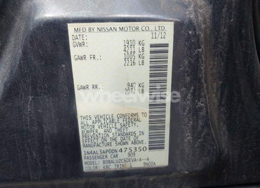 Photo 9 of 2013 Nissan Altima 2.5 SV (VIN 1N4AL3AP0DN475350)