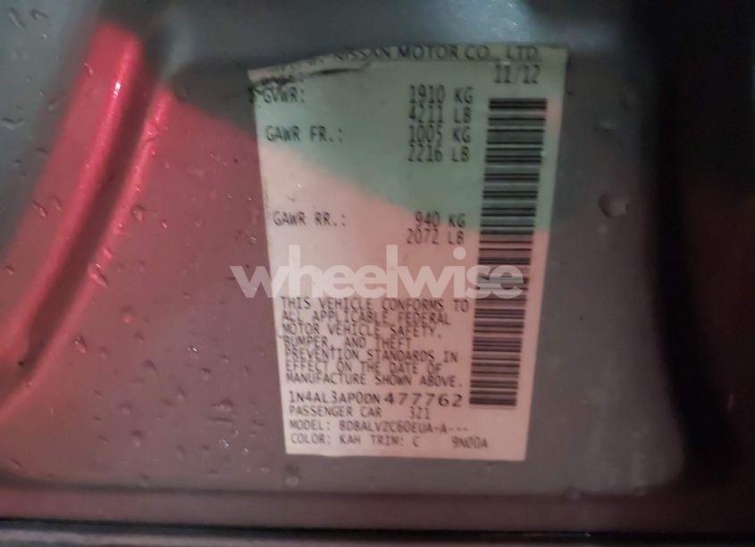 Photo 9 of 2013 Nissan Altima 2.5 SL (VIN 1N4AL3AP0DN477762)