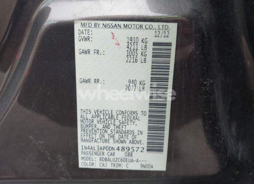 Photo 9 of 2013 Nissan Altima 2.5 SV (VIN 1N4AL3AP0DN489572)