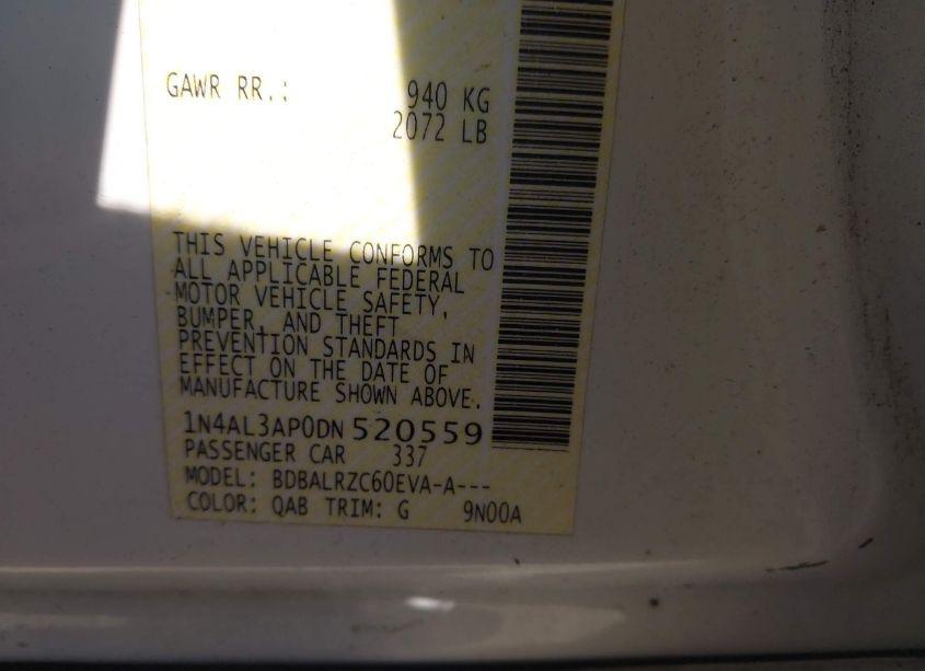 Photo 9 of 2013 Nissan Altima 2.5 S (VIN 1N4AL3AP0DN520559)