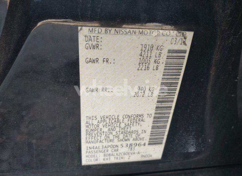 Photo 9 of 2013 Nissan Altima 2.5 SL (VIN 1N4AL3AP0DN538964)