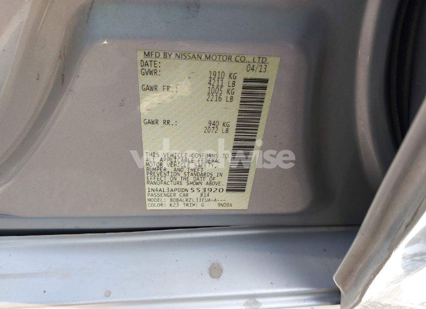 Photo 9 of 2013 Nissan Altima 2.5 S (VIN 1N4AL3AP0DN553920)