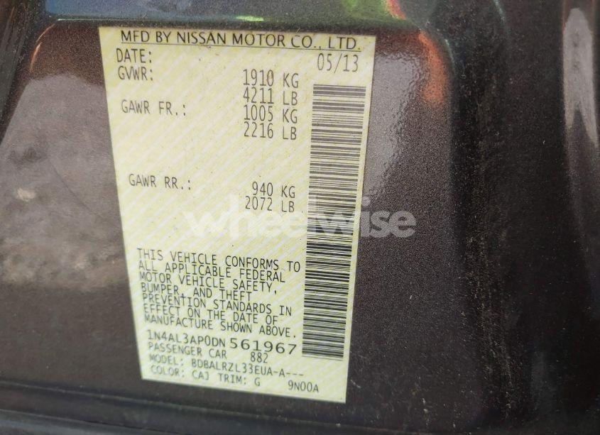 Photo 9 of 2013 Nissan Altima 2.5 S (VIN 1N4AL3AP0DN561967)