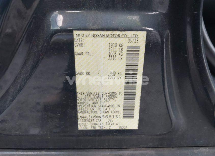 Photo 9 of 2013 Nissan Altima 2.5 SL (VIN 1N4AL3AP0DN566151)