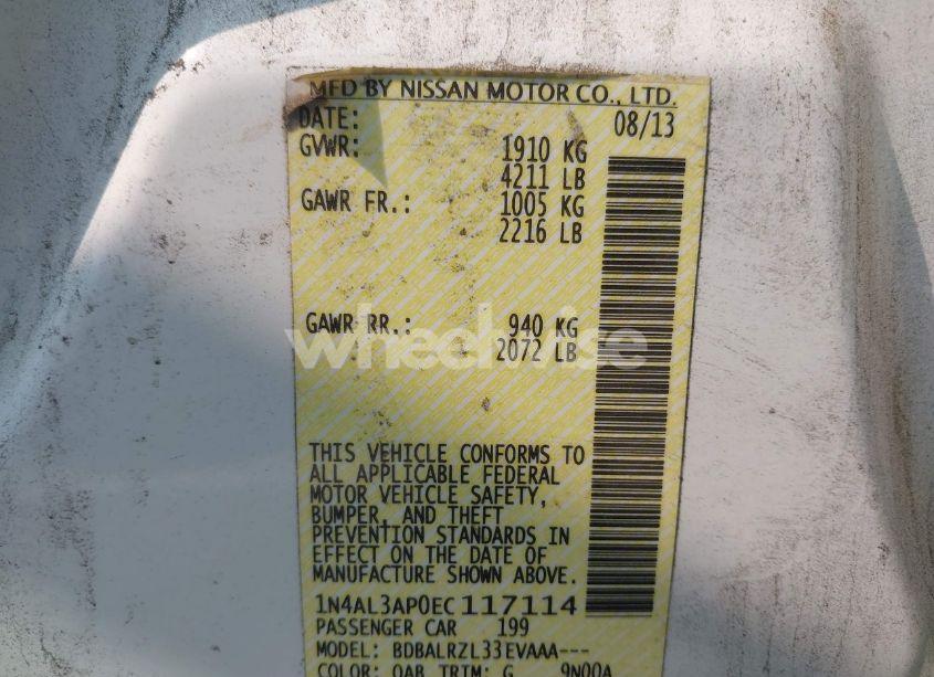 Photo 9 of 2014 Nissan Altima 2.5 S (VIN 1N4AL3AP0EC117114)