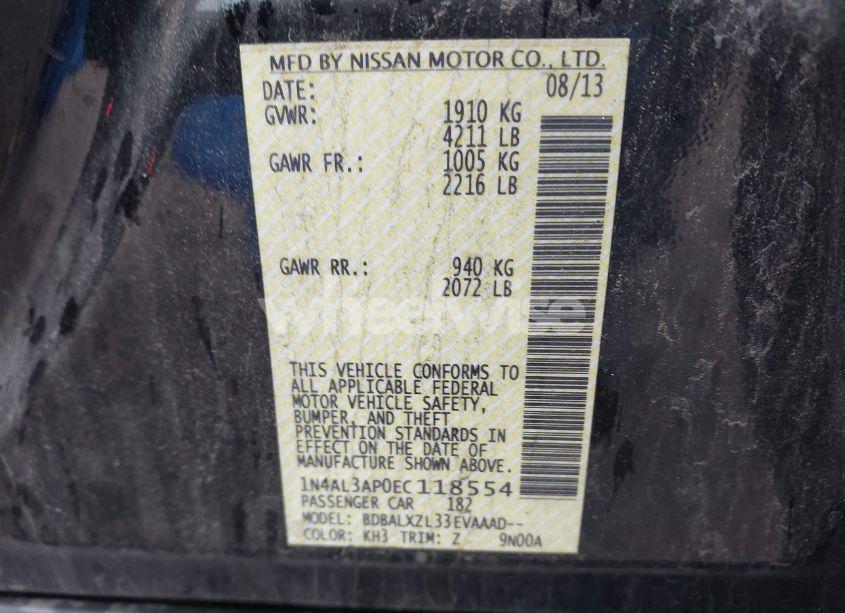 Photo 9 of 2014 Nissan Altima 2.5 SL (VIN 1N4AL3AP0EC118554)