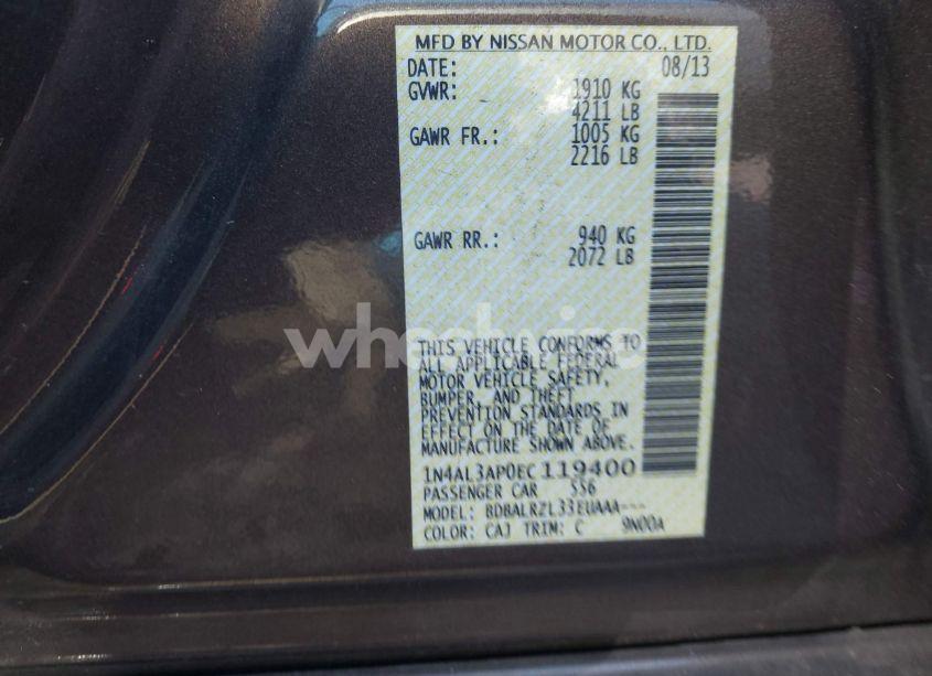 Photo 9 of 2014 Nissan Altima 2.5 S (VIN 1N4AL3AP0EC119400)