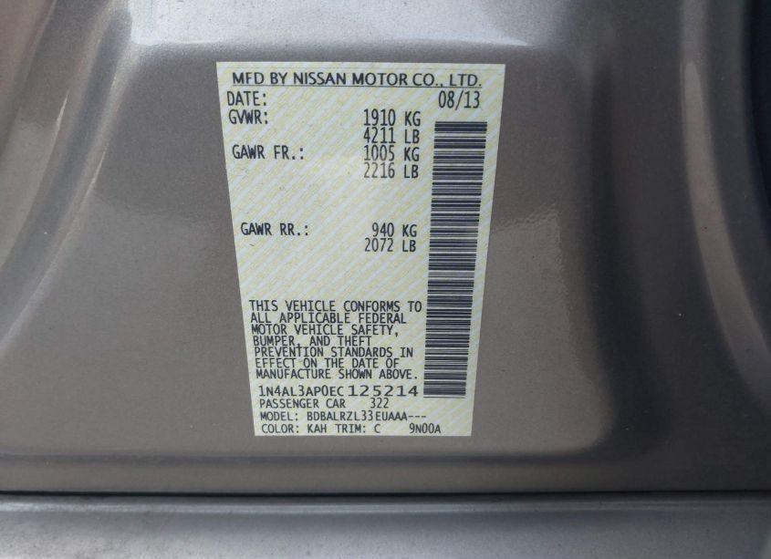 Photo 9 of 2014 Nissan Altima 2.5 S (VIN 1N4AL3AP0EC125214)