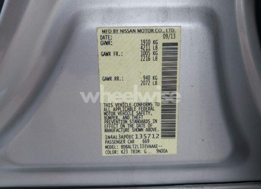 Photo 9 of 2014 Nissan Altima 2.5 SV (VIN 1N4AL3AP0EC135712)