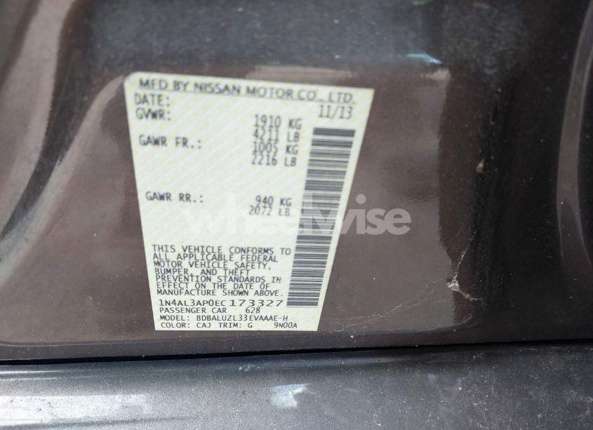 Photo 9 of 2014 Nissan Altima 2.5 SV (VIN 1N4AL3AP0EC173327)