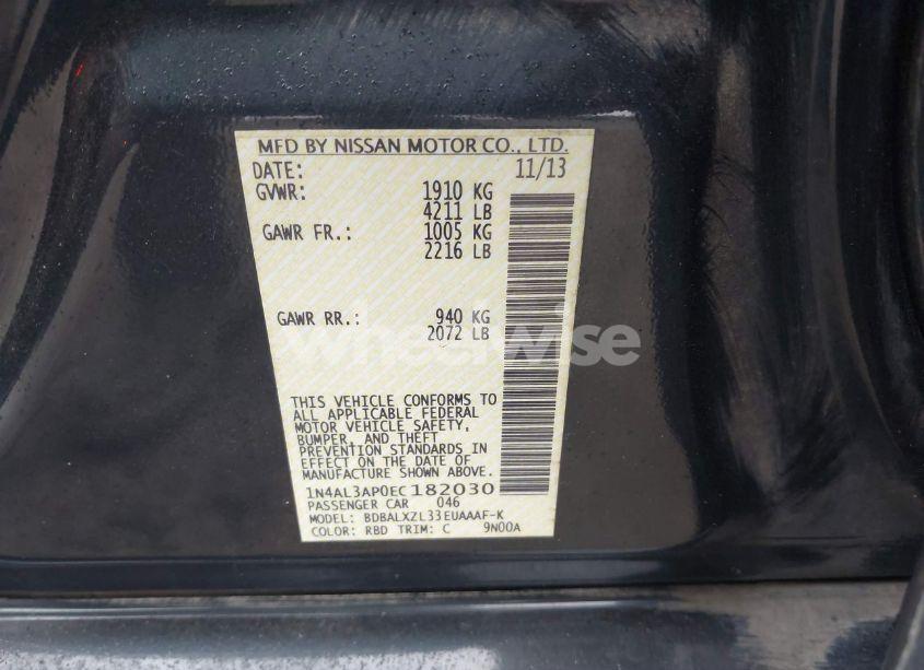 Photo 9 of 2014 Nissan Altima 2.5 SL (VIN 1N4AL3AP0EC182030)