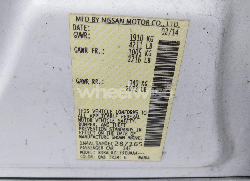 Photo 9 of 2014 Nissan Altima (VIN 1N4AL3AP0EC287165)