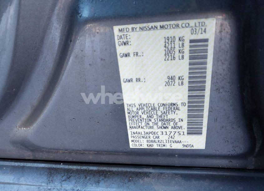 Photo 9 of 2014 Nissan Altima 2.5 S (VIN 1N4AL3AP0EC317751)