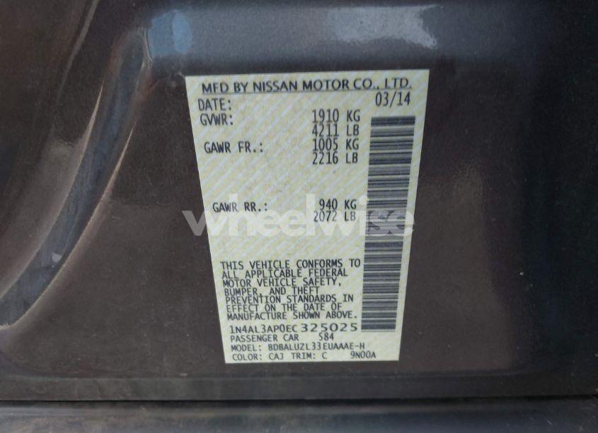 Photo 9 of 2014 Nissan Altima 2.5 SV (VIN 1N4AL3AP0EC325025)