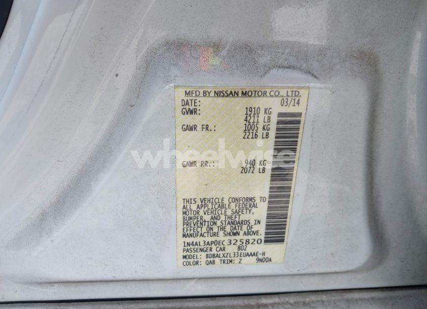 Photo 9 of 2014 Nissan Altima 2.5 SL (VIN 1N4AL3AP0EC325820)