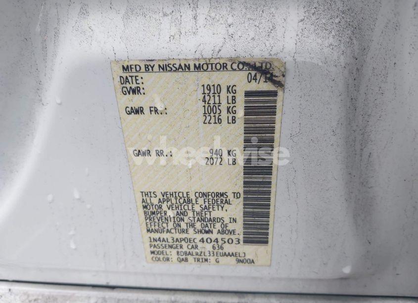 Photo 9 of 2014 Nissan Altima 2.5 S (VIN 1N4AL3AP0EC404503)