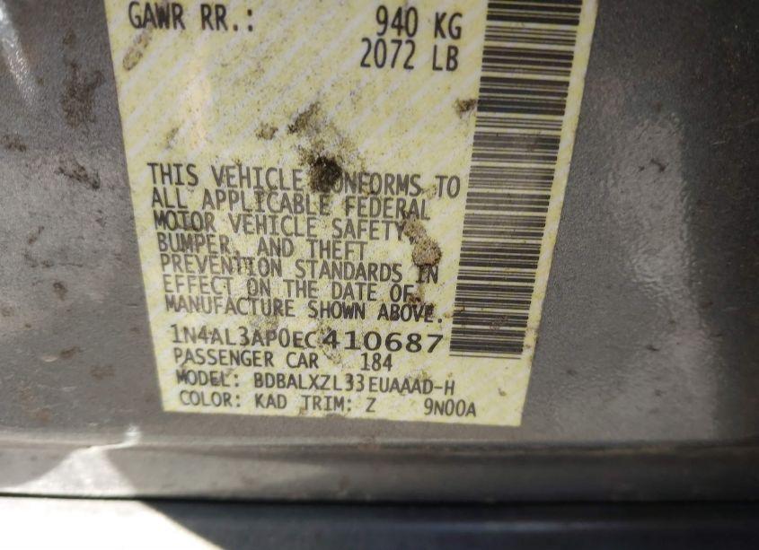 Photo 9 of 2014 Nissan Altima 2.5 SL (VIN 1N4AL3AP0EC410687)