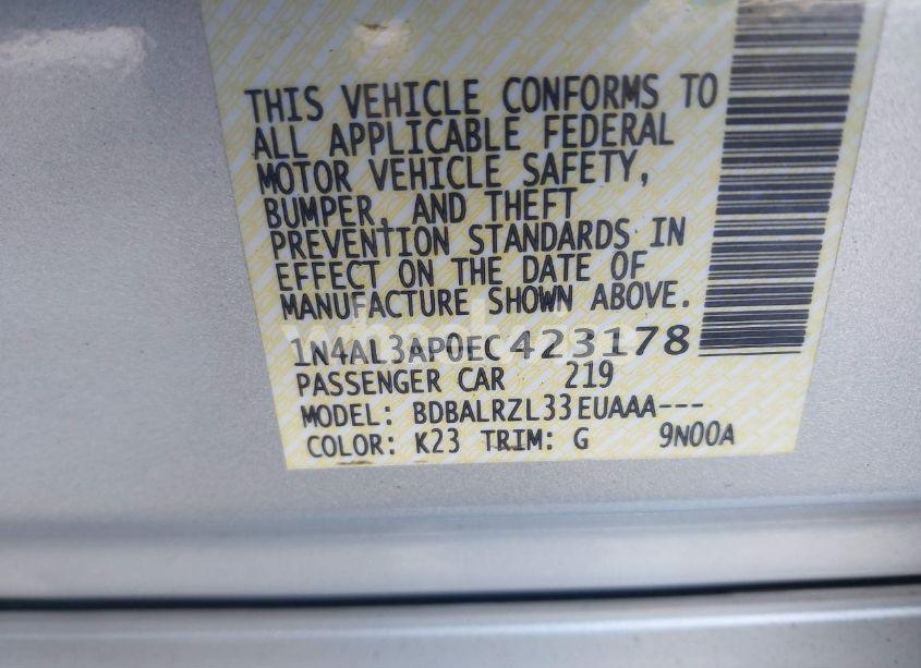 Photo 9 of 2014 Nissan Altima 2.5/2.5 S/2.5 SL/2.5 SV (VIN 1N4AL3AP0EC423178)