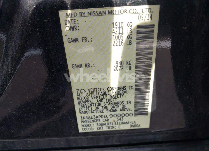 Photo 9 of 2014 Nissan Altima 2.5 S (VIN 1N4AL3AP0EC900000)