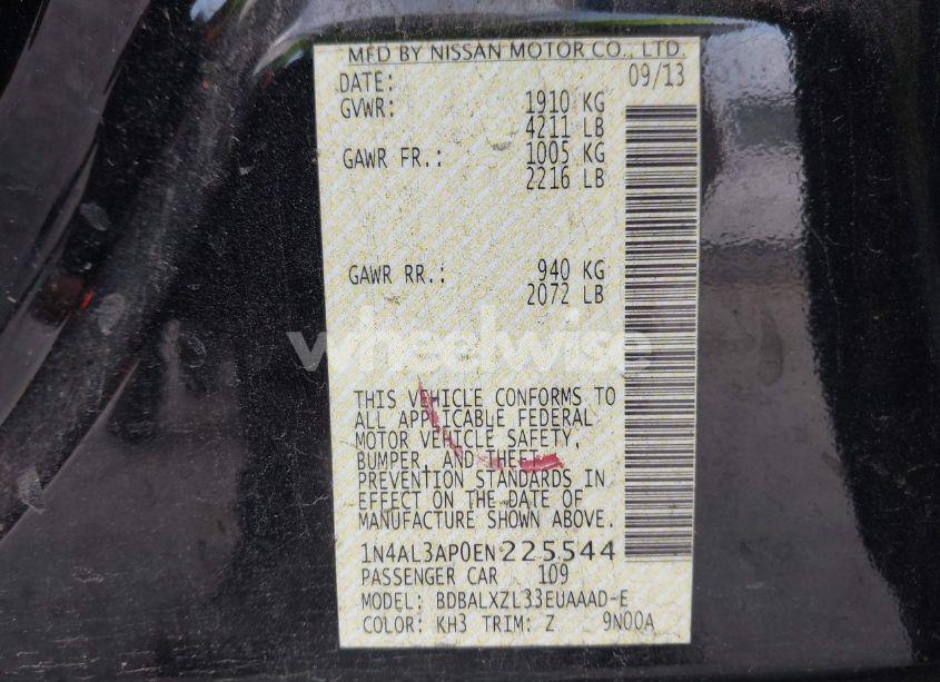 Photo 9 of 2014 Nissan Altima 2.5 SL (VIN 1N4AL3AP0EN225544)