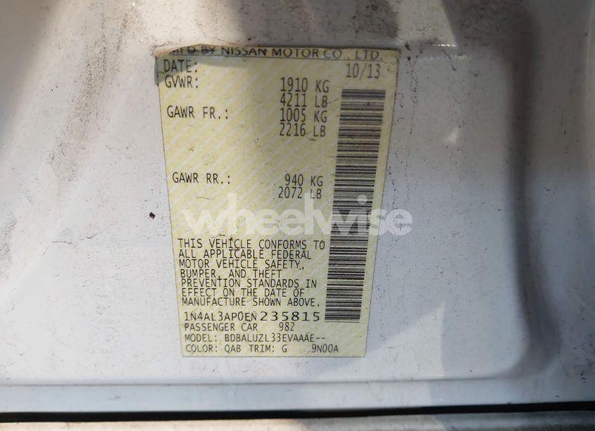 Photo 9 of 2014 Nissan Altima 2.5 SV (VIN 1N4AL3AP0EN235815)