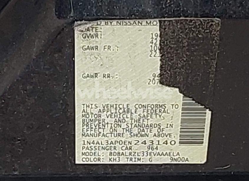 Photo 9 of 2014 Nissan Altima 2.5 S (VIN 1N4AL3AP0EN243140)