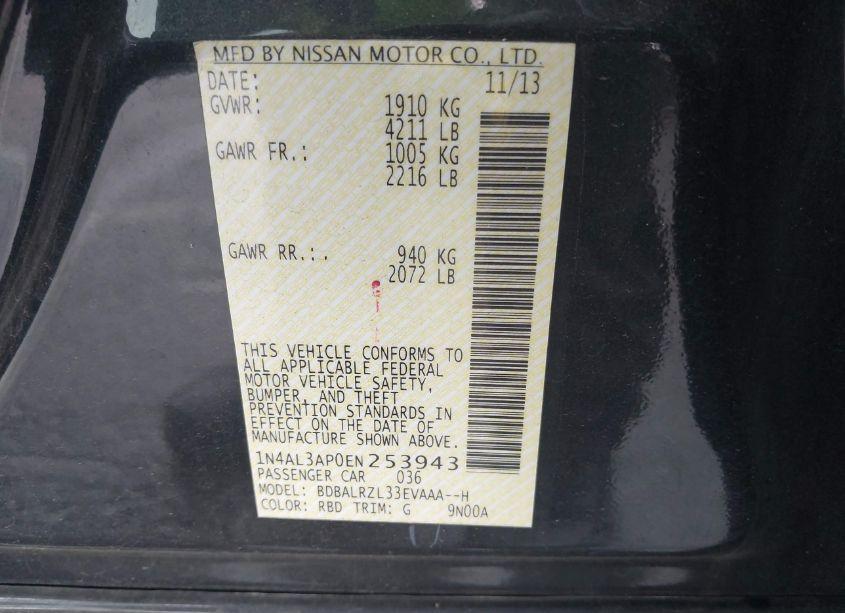 Photo 9 of 2014 Nissan Altima 2.5 S (VIN 1N4AL3AP0EN253943)