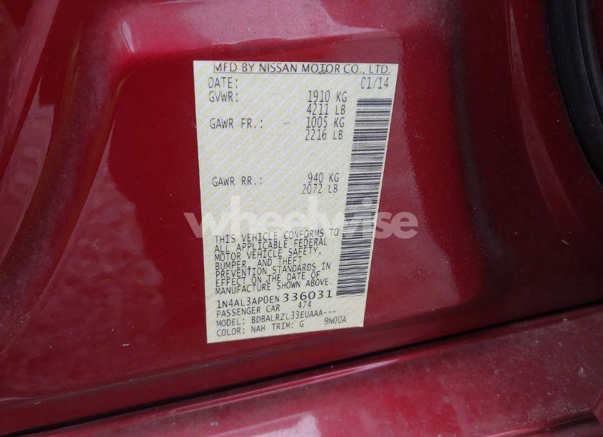 Photo 9 of 2014 Nissan Altima 2.5/2.5 S/2.5 SL/2.5 SV (VIN 1N4AL3AP0EN336031)