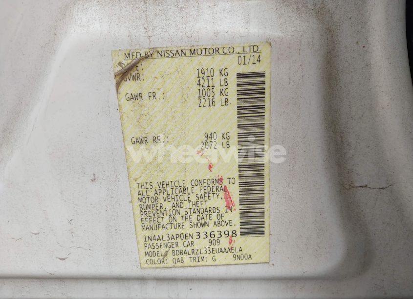 Photo 9 of 2014 Nissan Altima 2.5 S (VIN 1N4AL3AP0EN336398)