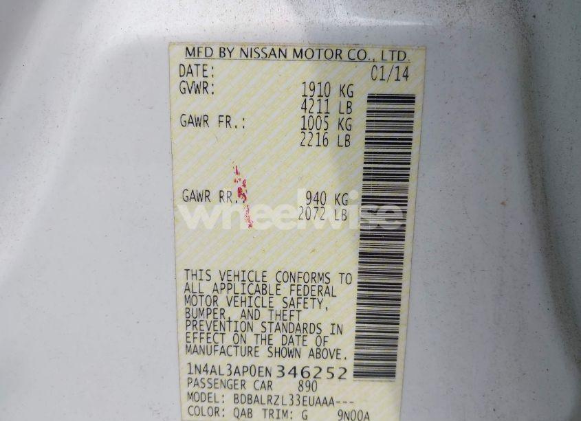 Photo 9 of 2014 Nissan Altima 2.5/2.5 S/2.5 SL/2.5 SV (VIN 1N4AL3AP0EN346252)