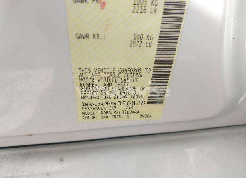 Photo 9 of 2014 Nissan Altima 2.5 S (VIN 1N4AL3AP0EN356828)