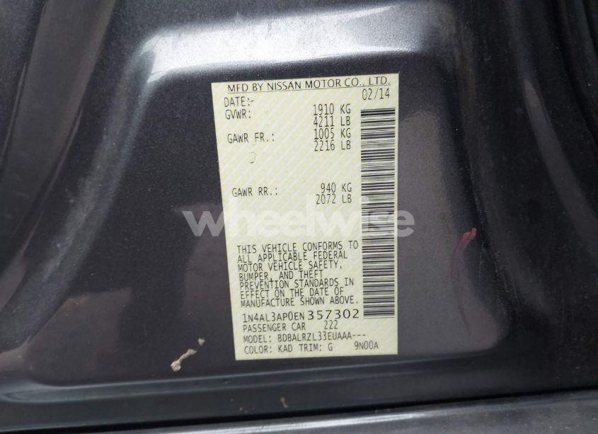 Photo 9 of 2014 Nissan Altima 2.5/2.5 S/2.5 SL/2.5 SV (VIN 1N4AL3AP0EN357302)