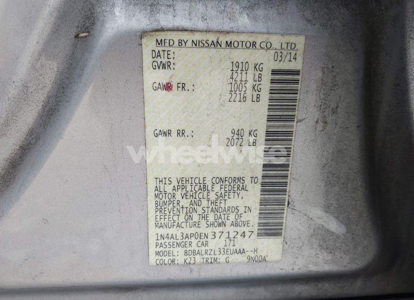 Photo 9 of 2014 Nissan Altima 2.5 S (VIN 1N4AL3AP0EN371247)