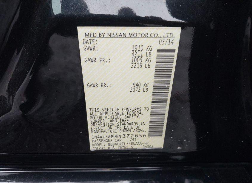 Photo 9 of 2014 Nissan Altima 2.5 S (VIN 1N4AL3AP0EN372656)