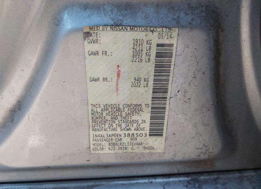 Photo 9 of 2014 Nissan Altima 2.5 S (VIN 1N4AL3AP0EN388503)