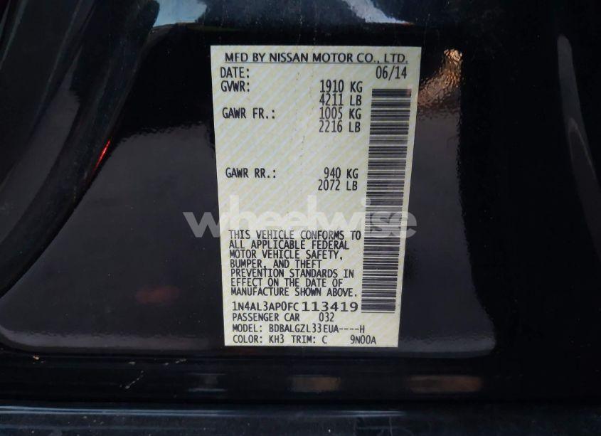 Photo 9 of 2015 Nissan Altima 2.5 S (VIN 1N4AL3AP0FC113419)