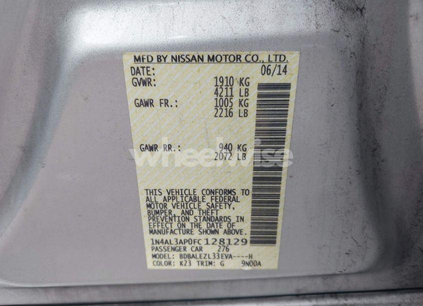 Photo 9 of 2015 Nissan Altima 2.5 S (VIN 1N4AL3AP0FC128129)