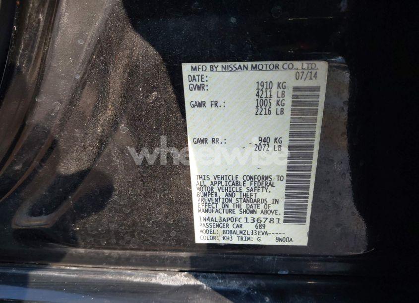 Photo 9 of 2015 Nissan Altima 2.5 SV (VIN 1N4AL3AP0FC136781)