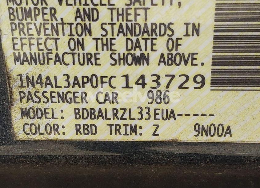 Photo 9 of 2015 Nissan Altima 2.5 SL (VIN 1N4AL3AP0FC143729)