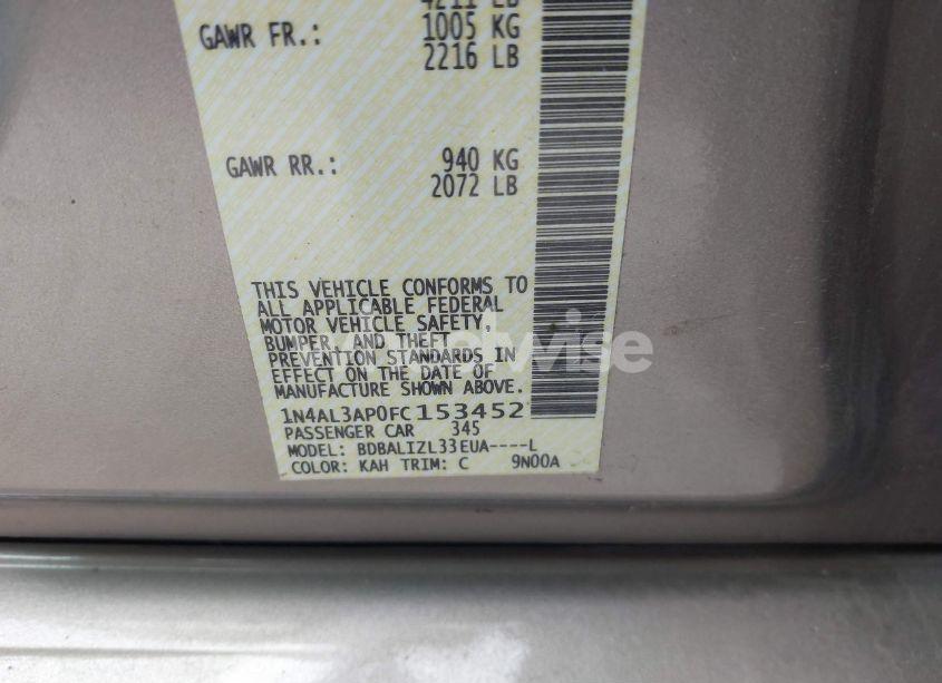 Photo 9 of 2015 Nissan Altima 2.5 SV (VIN 1N4AL3AP0FC153452)