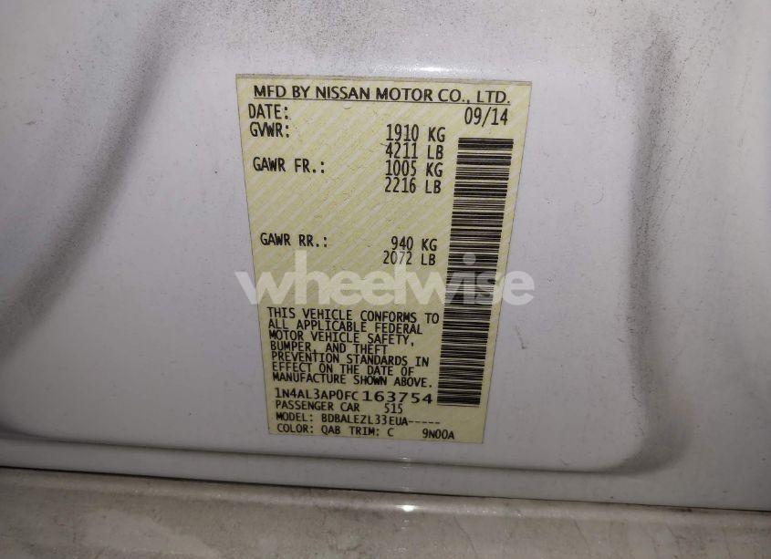 Photo 9 of 2015 Nissan Altima 2.5 S (VIN 1N4AL3AP0FC163754)