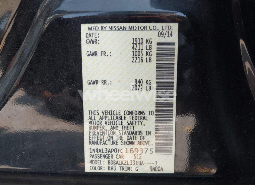 Photo 9 of 2015 Nissan Altima 2.5 SV (VIN 1N4AL3AP0FC169375)