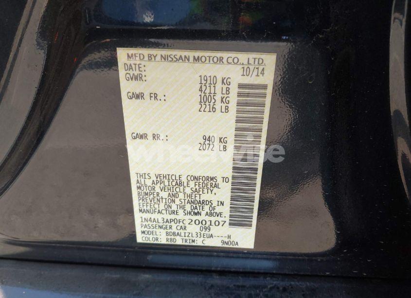 Photo 9 of 2015 Nissan Altima 2.5 SV (VIN 1N4AL3AP0FC200107)