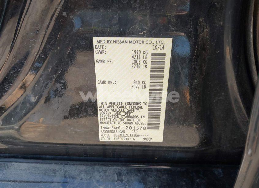 Photo 9 of 2015 Nissan Altima 2.5 S (VIN 1N4AL3AP0FC201578)