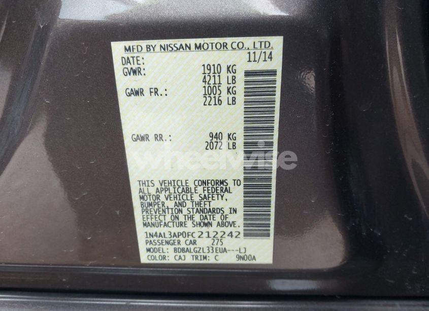 Photo 9 of 2015 Nissan Altima 2.5 S (VIN 1N4AL3AP0FC212242)