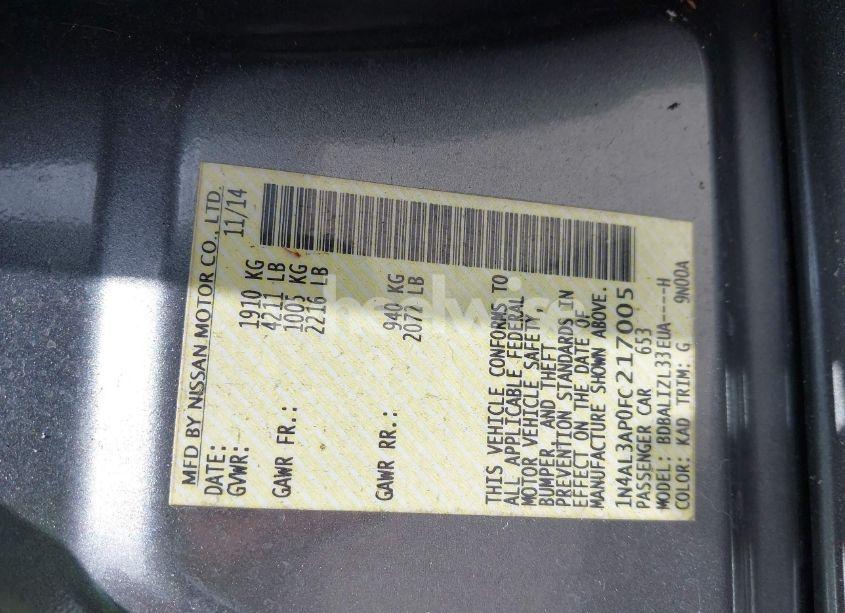 Photo 9 of 2015 Nissan Altima 2.5 SV (VIN 1N4AL3AP0FC217005)