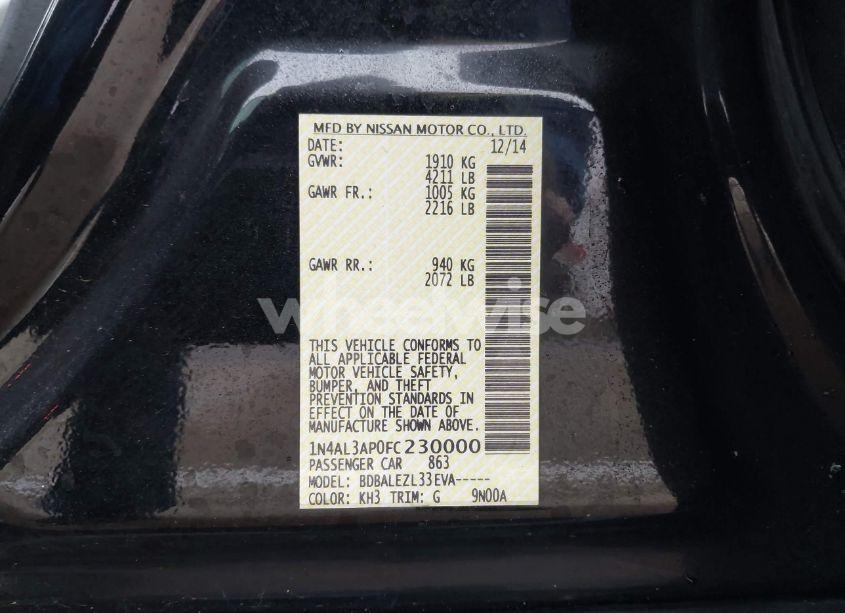 Photo 9 of 2015 Nissan Altima 2.5 S (VIN 1N4AL3AP0FC230000)