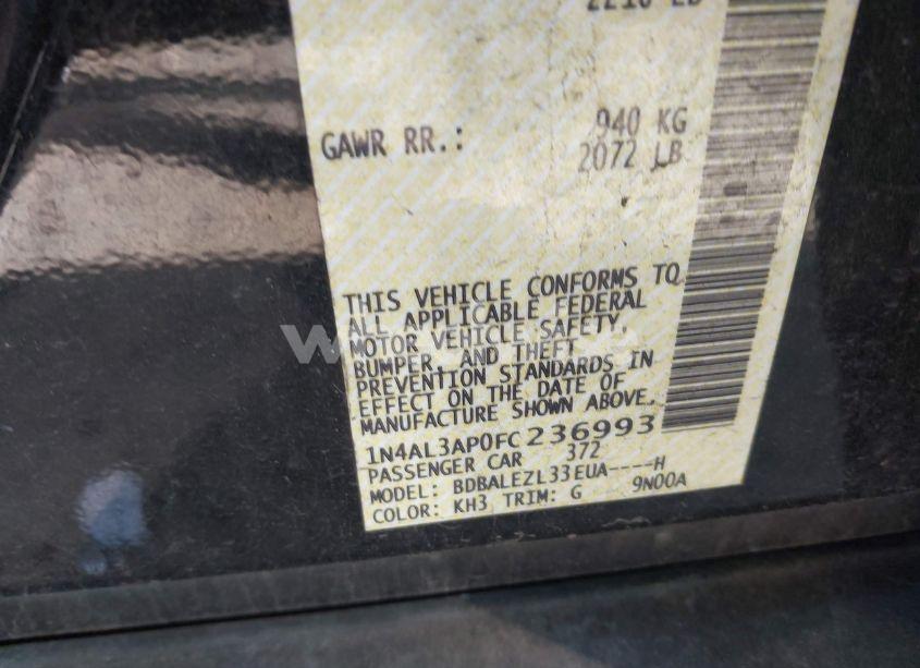 Photo 9 of 2015 Nissan Altima 2.5 S (VIN 1N4AL3AP0FC236993)