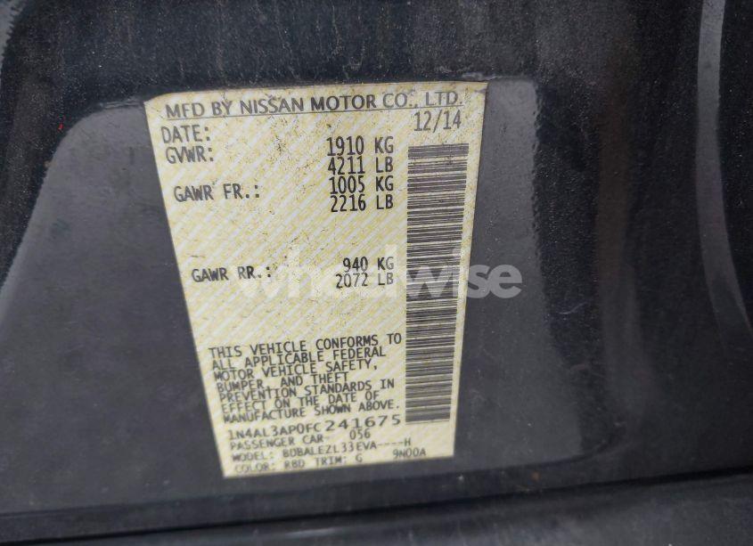 Photo 9 of 2015 Nissan Altima 2.5 S (VIN 1N4AL3AP0FC241675)