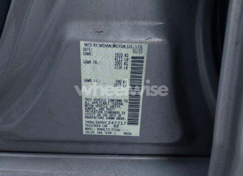 Photo 9 of 2015 Nissan Altima 2.5/2.5 S/2.5 SL/2.5 SV (VIN 1N4AL3AP0FC247217)